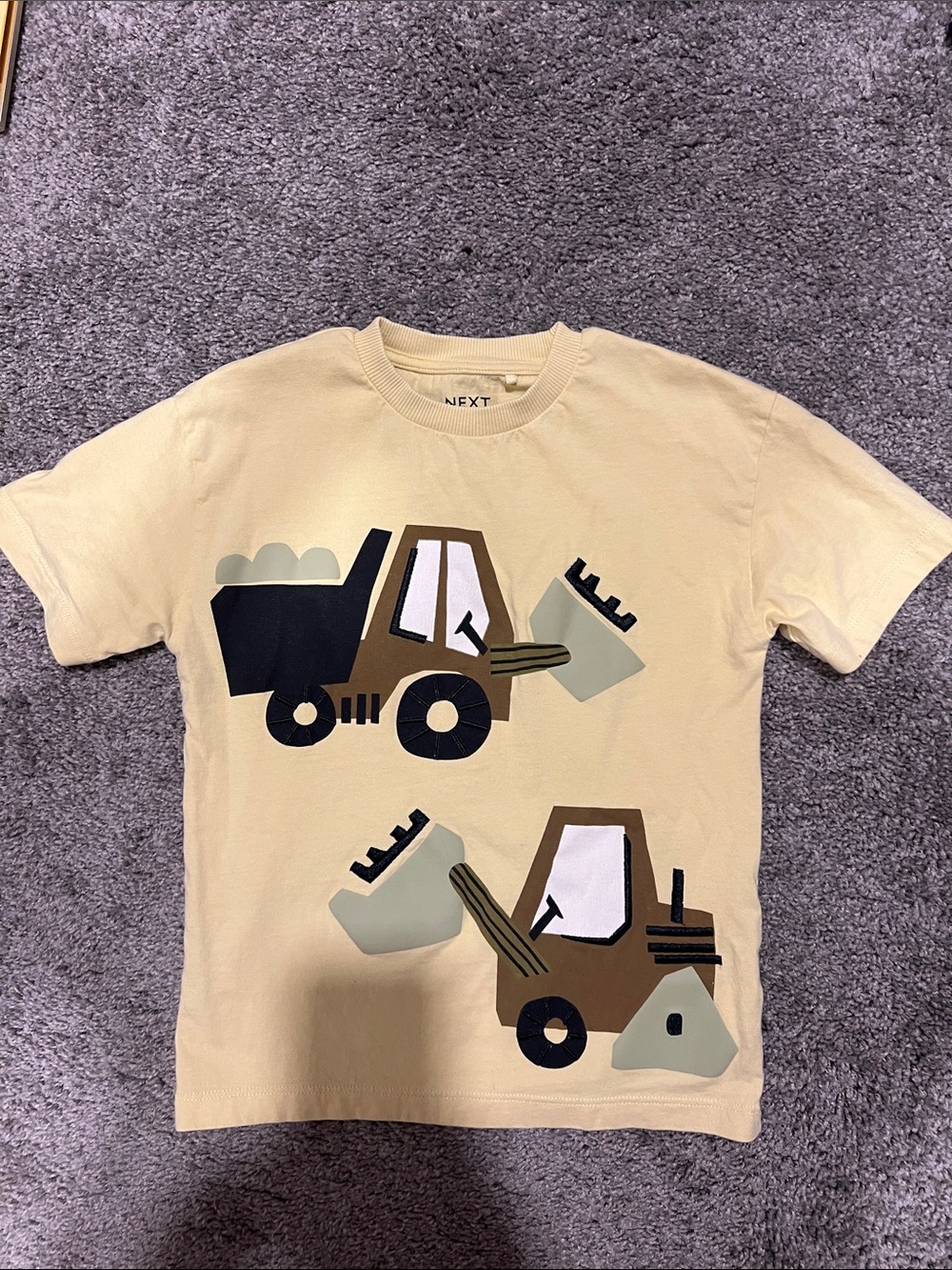 next Yellow Kids Tee with Construction Truck Graphics